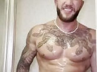 Muscular Stud Big J Rubs His Massive Cock And Ass In his Soaking Wet Shower
