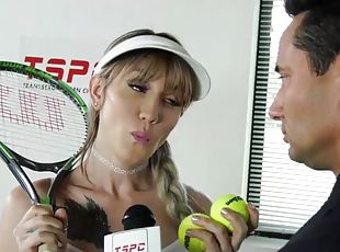 Busty ts tennisplayer lena kelly shows her skills with balls