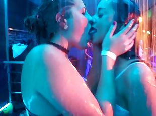 They go lesbian for a first time at the Drunk Sex Orgy