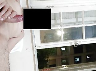 Risky masturbation flashing at open window front neighborhood 2