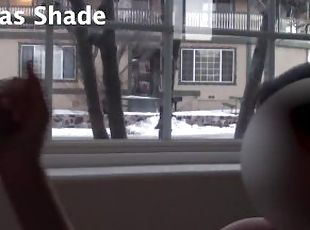 RISKY HANDJOB in front of a ski lodge window!