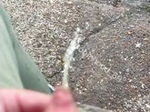 Foreskin  penis piss at river at sunny