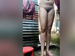 Dress Wearing After Bath. Bangladeshi Sadia Bhabi Wearing Dress