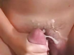 Hairy pussy hardcore and cum in pubic hair