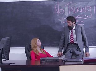 Horny professor fucks redhead in her mid 30 until she starts begging for jizz