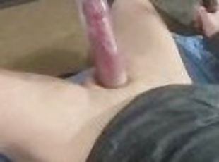Daddy pumping his cock over 8.5 inches - for reference dildo in video is 7.5”