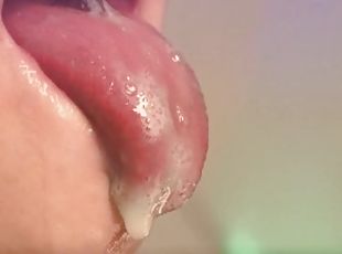 SO SLOPPY BLOWJOB ASMR Extreme CLOSE UP CUMSHOT CUM in MOUTH Hot Girl Moans