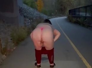 Teen Twerking on public trail