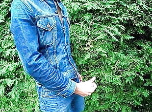 masturbation, en-plein-air, maigre, gay, allemand, jeans