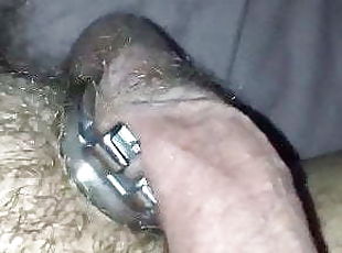 Wife squashing husbands balls with feet