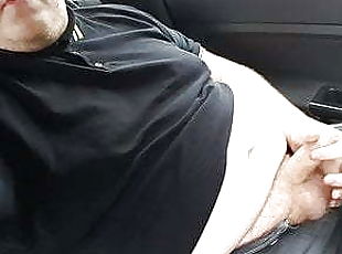 Young chub with big cock jerks off in car