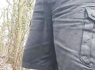 Risky Wank in the woods with big cum shoot