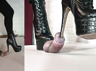 Snakeskin booties crush cock