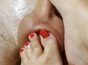 Edging footjob with massage oil