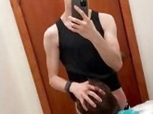 Twink Almost Caught In Public Fitting Room Giving Head