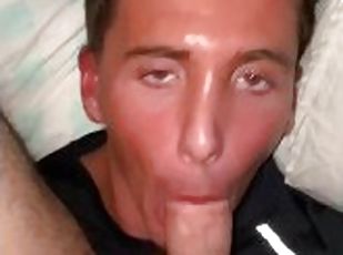 CUTE TAN BOY SUCK DICK AND CUM OVER HIMSELF - ONLYFANS: THEGRANDEE