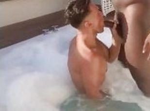 Hung BBC Blowjob & HUGE Cumshot In Hottub Outdoors