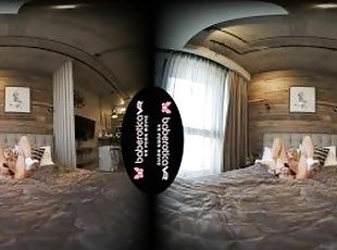 Solo blonde girl Mika is alone and very naughty in VR