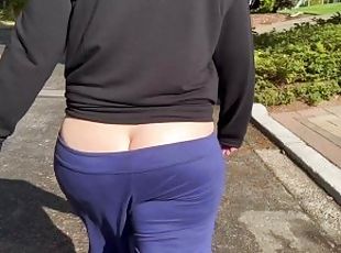 Public Neighbor Walk With Bubble Butt Peaking