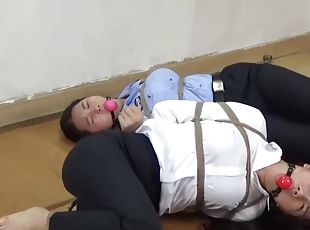 Asian Cop And Robber Tied