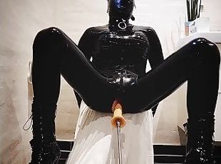 Fucking Machine Cumming Latex Bodysuit Solo