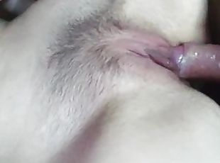 Fucked a wet pussy of a girlfriend close-up. Passionate sex and moans