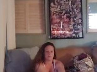 Sexy busty chick in nightgown playing Fortnite part 2