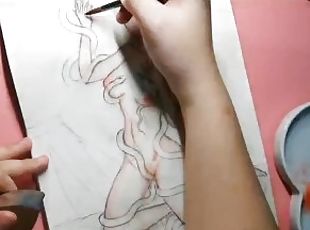 Drawing hentai girl