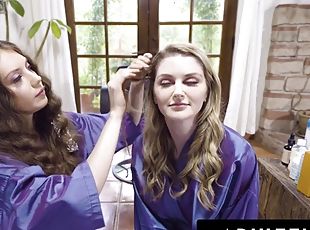 ASMR Fantasy - Lesbian hairdressers Elena Koshka and Bunny Colby fuck in front of you - POV