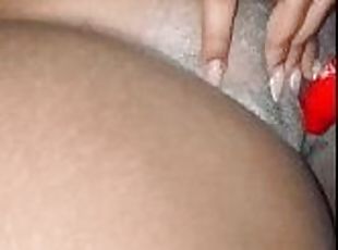 masturbation, orgasme, chatte-pussy, amateur, ébène, milf, jouet, belle-femme-ronde, point-de-vue, ejaculation