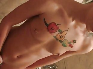 Tiny Emo Fingering pussies shower in bathtub