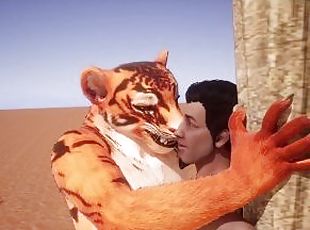 Furry domination animation (tiger suit)