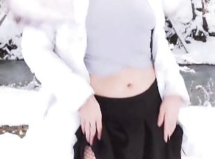 Adorable Slut Peeing in the Snow