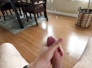 Huge cock mess of cum on floor