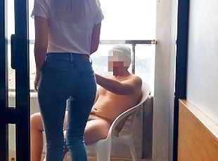 stuepike, blowjob, cum, jeans, hotel, pikk