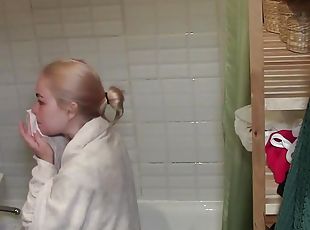 My naked exgirlfriend bathing in the bathtub