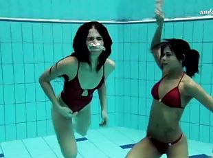 Nina Markova and Zlata Dandelion swim naked in the pool