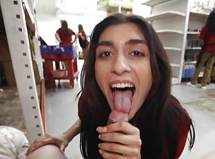 Insolent teen filmed sucking dick at the store and swallowing