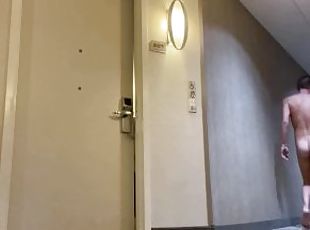 Walking around and cumming in the hotel hallways