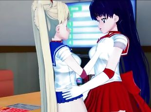 Sailor Mars eats Sailor Moons pussy before doing it