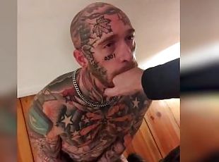 PERVERT Media - Inkedbrln gets his fag throat brutalised with huge dildo!