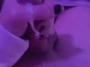 Hairless pre-cum covered femboy has explosive cumshot