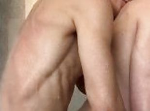 straight friend fucks his buddy in the shower after the gym