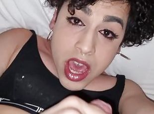 Petite Femboy gets Self Facial