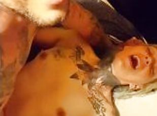 Tattoo Rave Girl wt colour Hairs // is doing everything // best of Deepthroat Blowjob - public ass