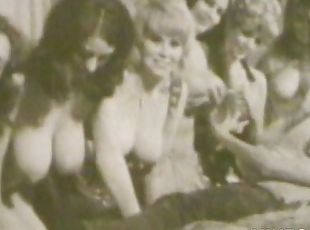 Vintage group sex in room with delicious busty milfs