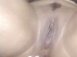 pouty lipped bitch, throbbing and masturbating her luscious pussy until ejaculation