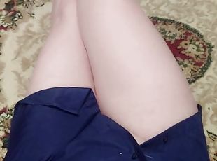 Part 1. Masturbation before cum, cute ladyboy, legs without hands, swallowing