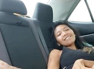 petite cambodian fingering and licking in the car