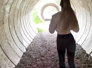 Petite blonde gives blowjob and gets fucked during a hike